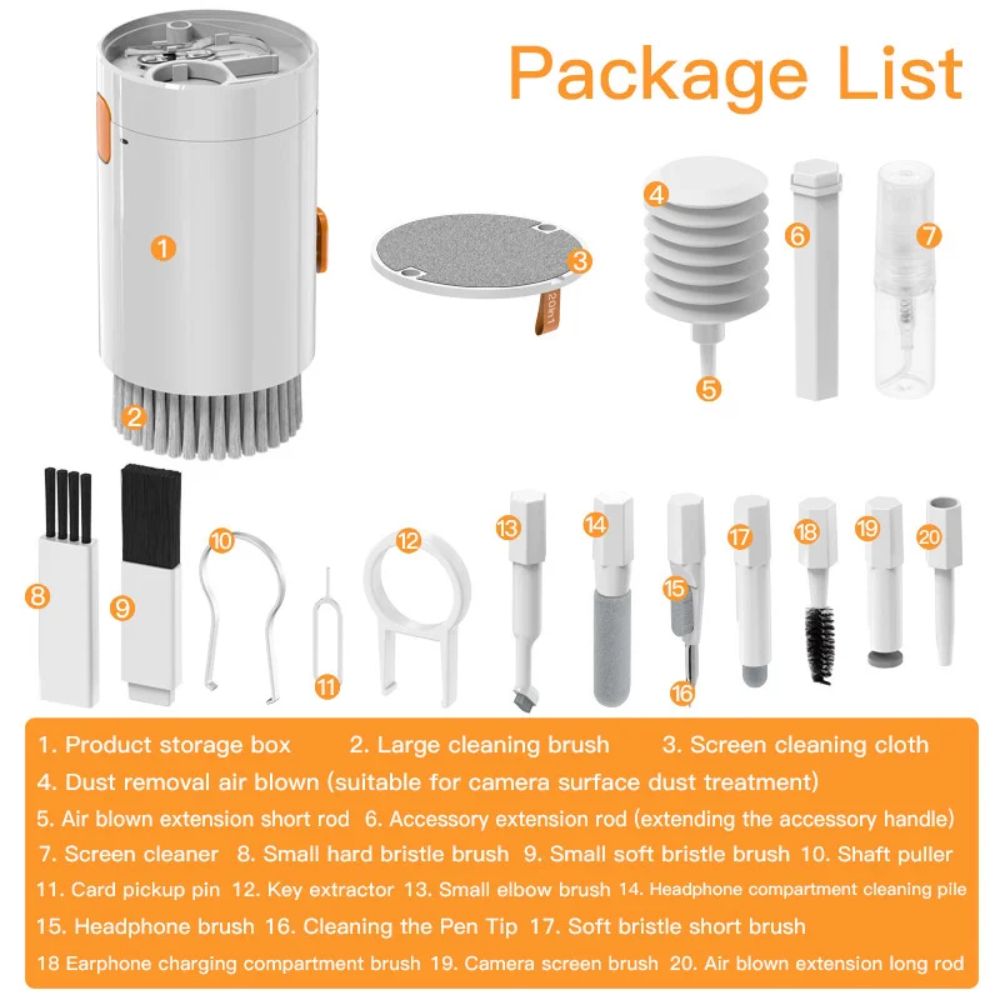 20 in 1 Multifunctional Laptop Headphones Keyboard Cleaner Kit Electronics Cleaning Kit Keyboard Cleaning Brush