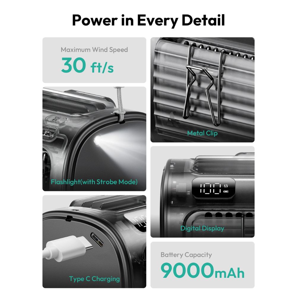 Aecooly Flow 9000mAh High Velocity Waist Fan