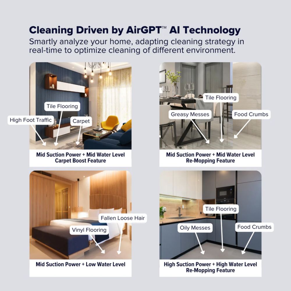 Airbot Robot Vacuum X40 Ultra – 17000Pa AirGPT AI-Powered Smart Robot Vacuum and Mop Auto Dock Station