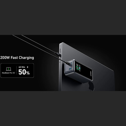 ANKER 735 3-Port 200W Power Bank with LCD Screen (20,000mAh, Black)