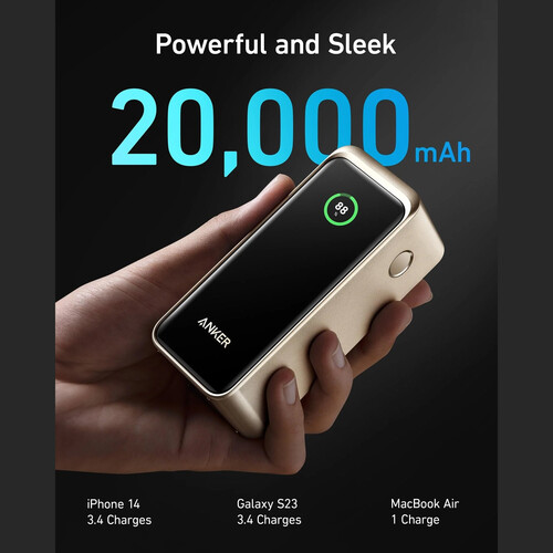 ANKER 735 3-Port 200W Power Bank with LCD Screen (20,000mAh, Black)