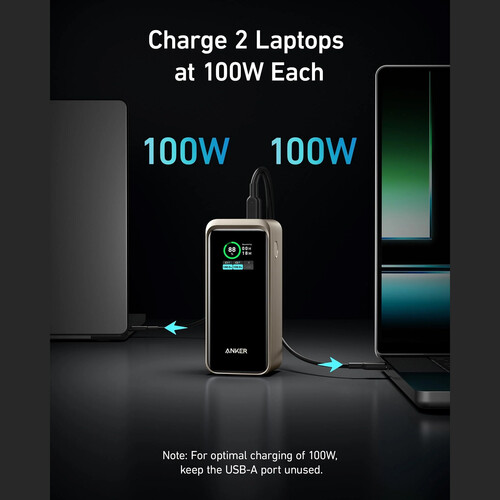 ANKER 735 3-Port 200W Power Bank with LCD Screen (20,000mAh, Black)