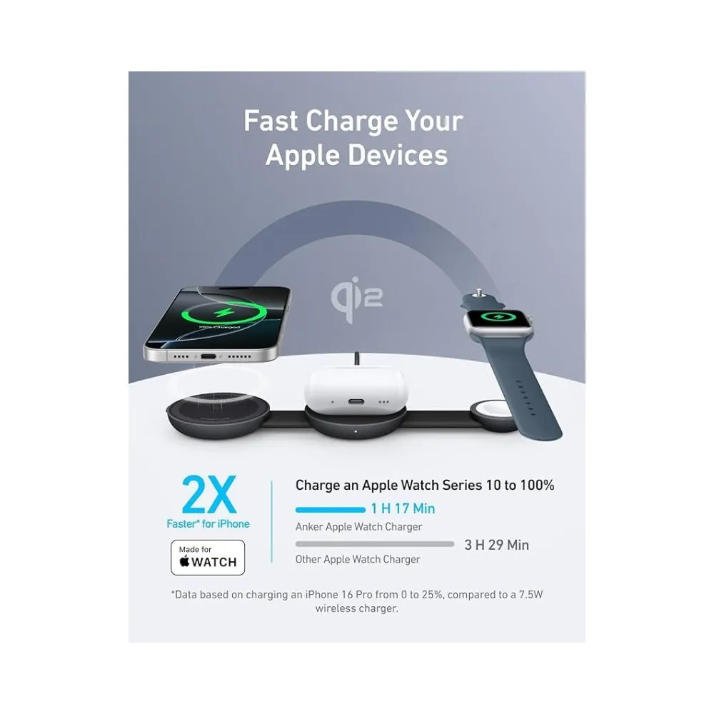 Anker MagGo Wireless Charging Station (3-in-1, Foldable Pad)