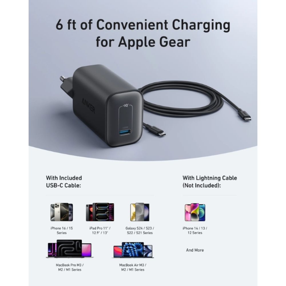 Anker Nano Charger (100W) with 1.8m USB-C Cable