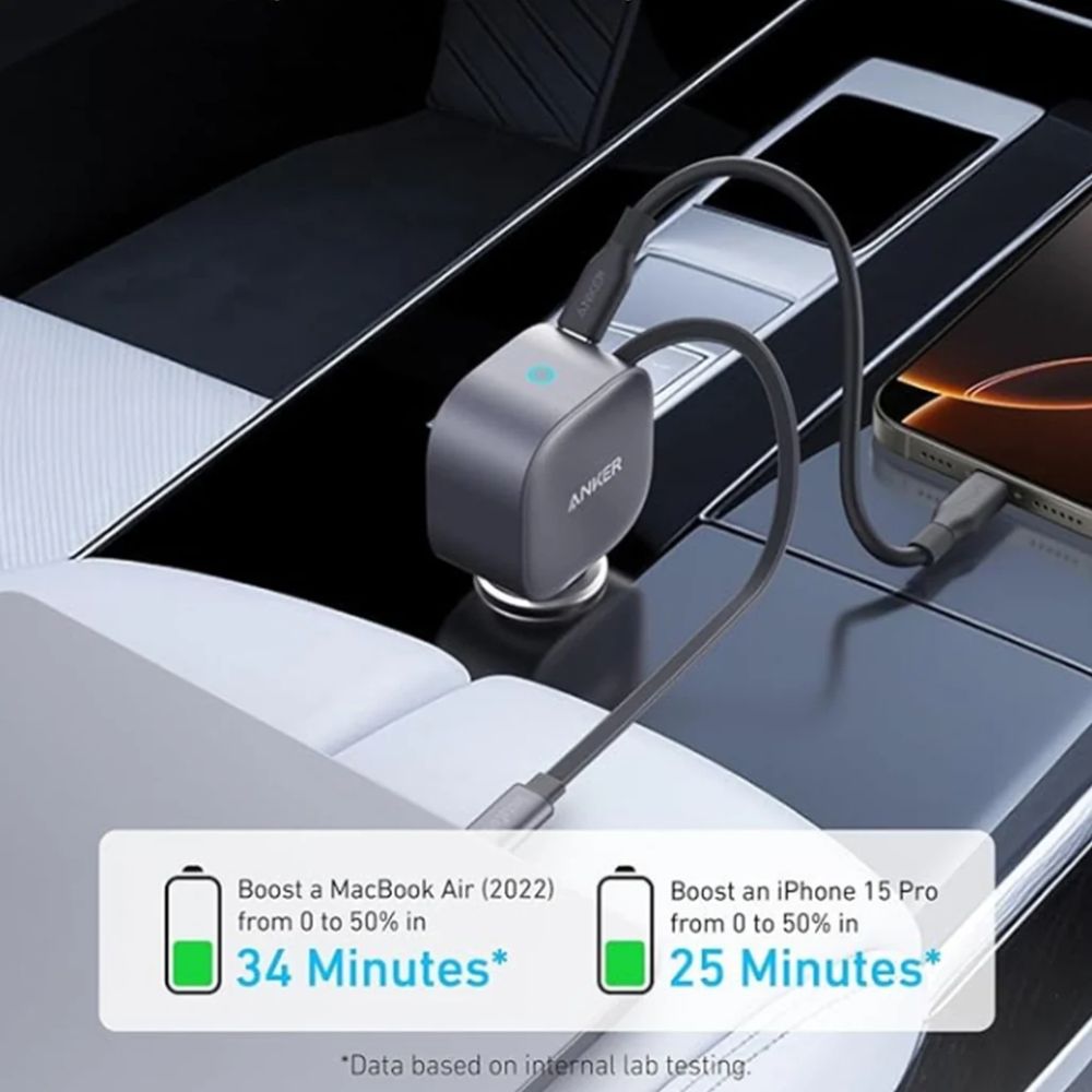 Anker Nano 75W Car Charger Built-In Retractable USB-C Cable