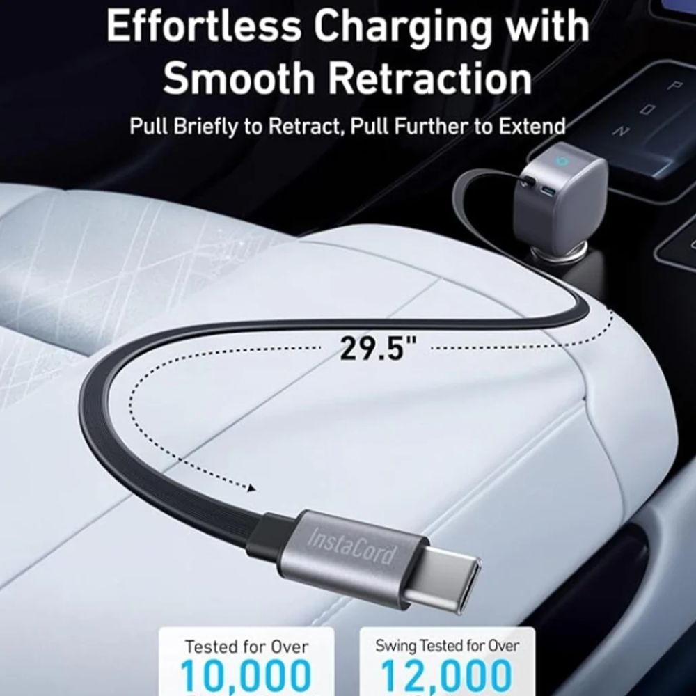 Anker Nano 75W Car Charger Built-In Retractable USB-C Cable