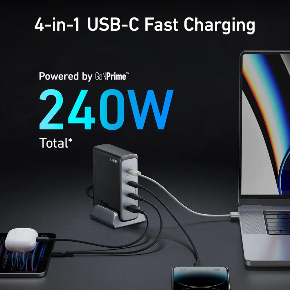Anker Prime Desktop Charger 240W-4 ports-GaN