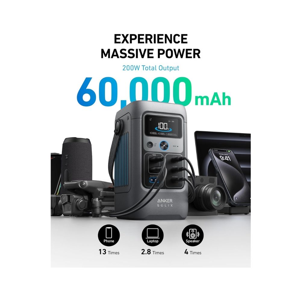 Anker SOLIX C200 DC Portable Power Station – 192Wh | 200W