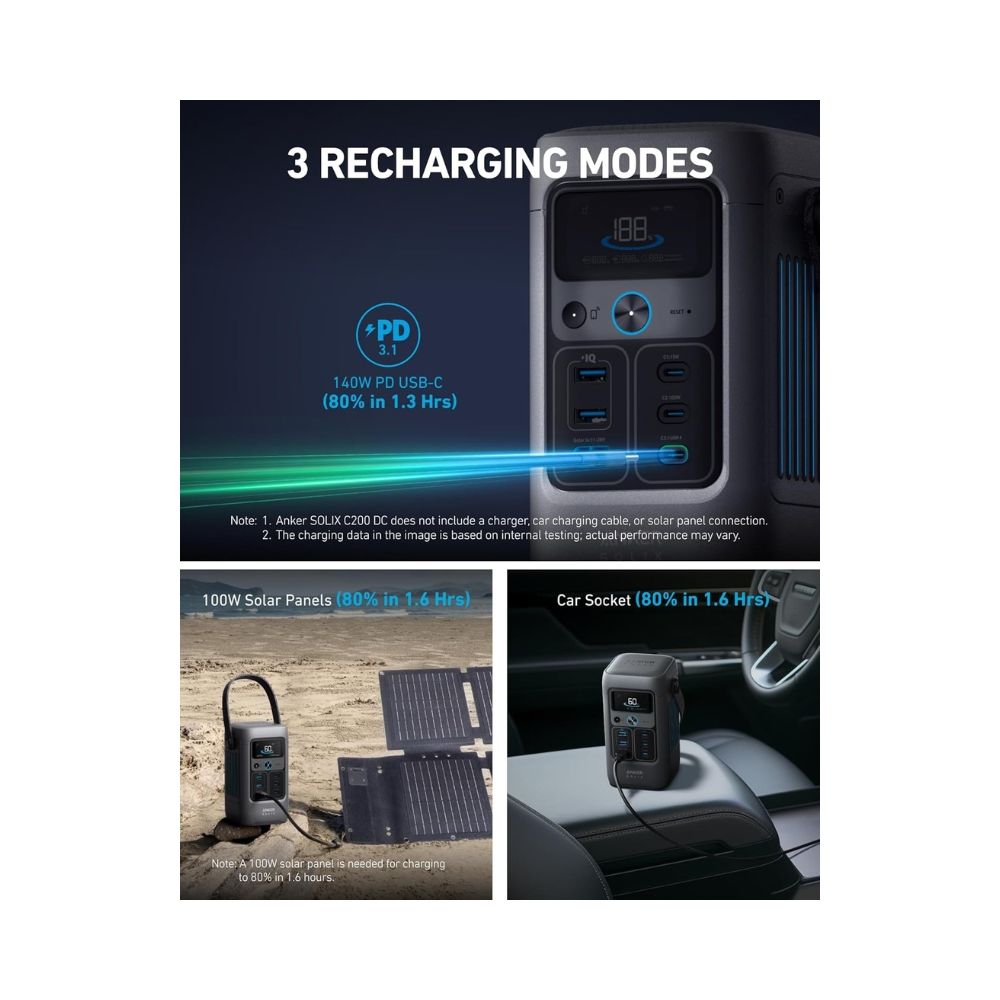 Anker SOLIX C200 DC Portable Power Station – 192Wh | 200W