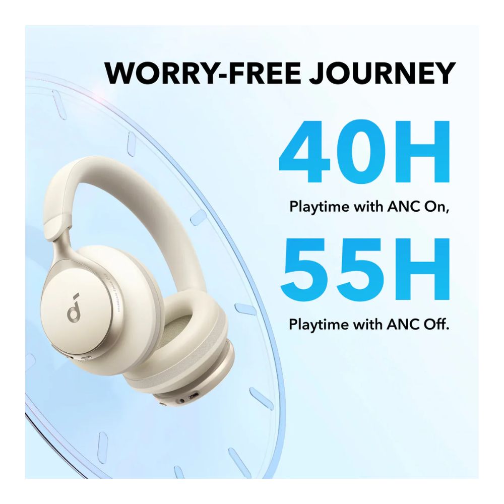 Soundcore Space One | Active Noise Cancelling Headphones – Latte Cream by Anker