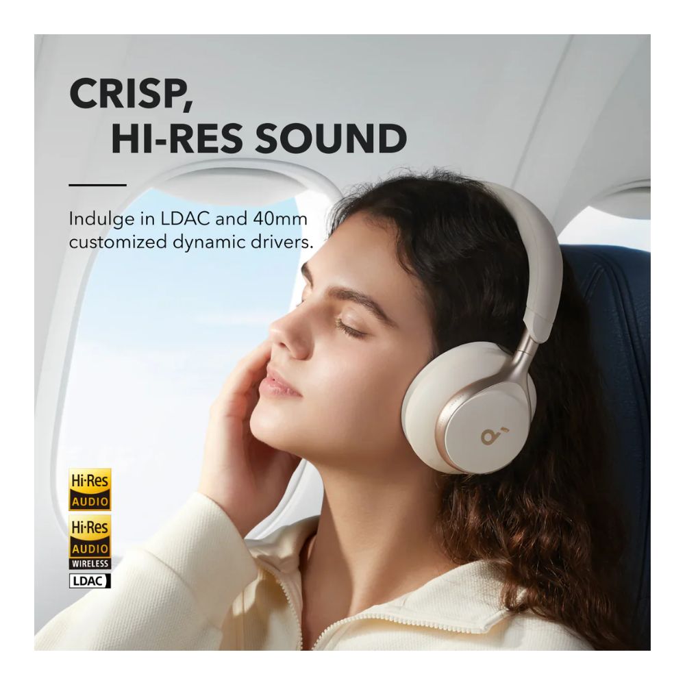 Soundcore Space One | Active Noise Cancelling Headphones – Latte Cream by Anker