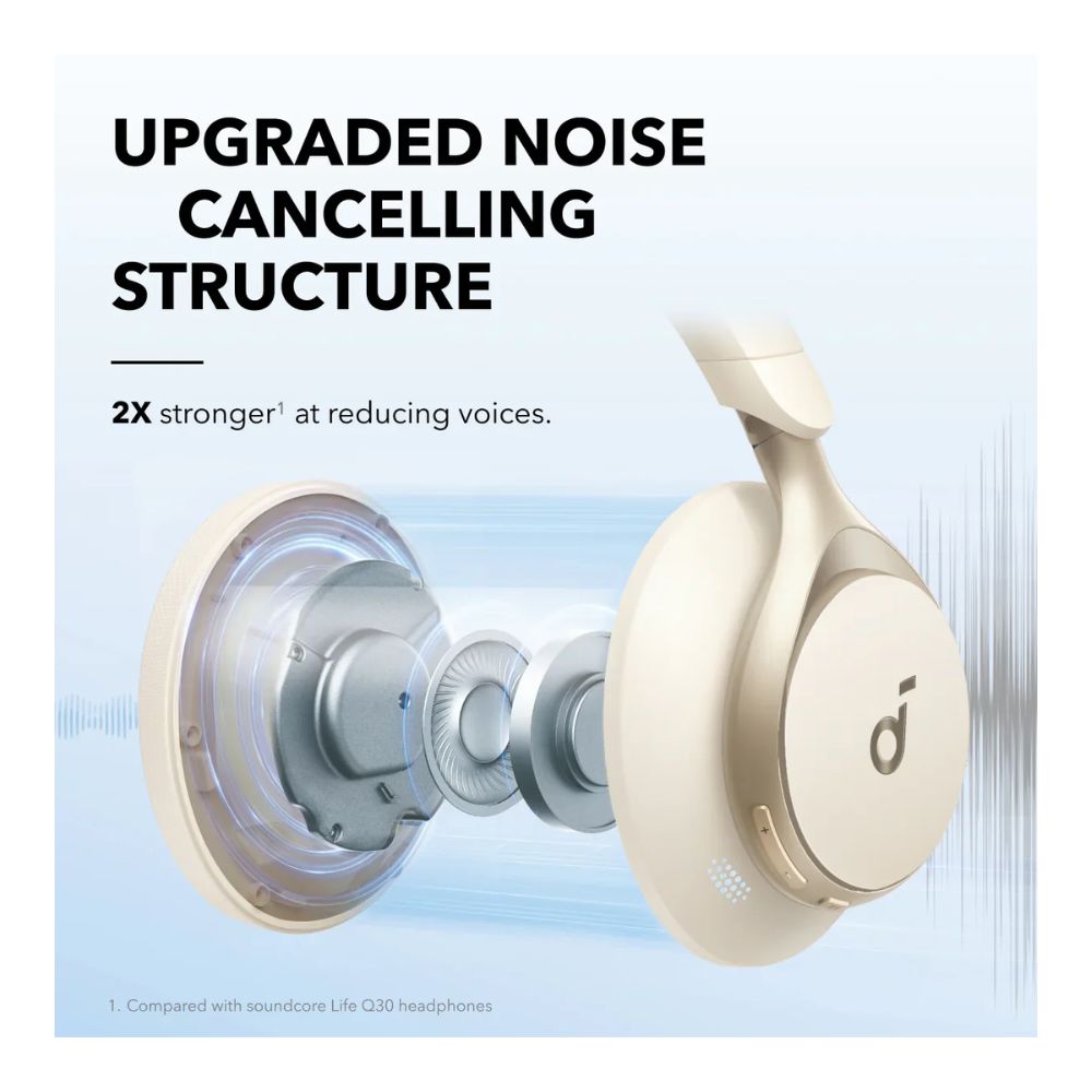 Soundcore Space One | Active Noise Cancelling Headphones – Latte Cream by Anker