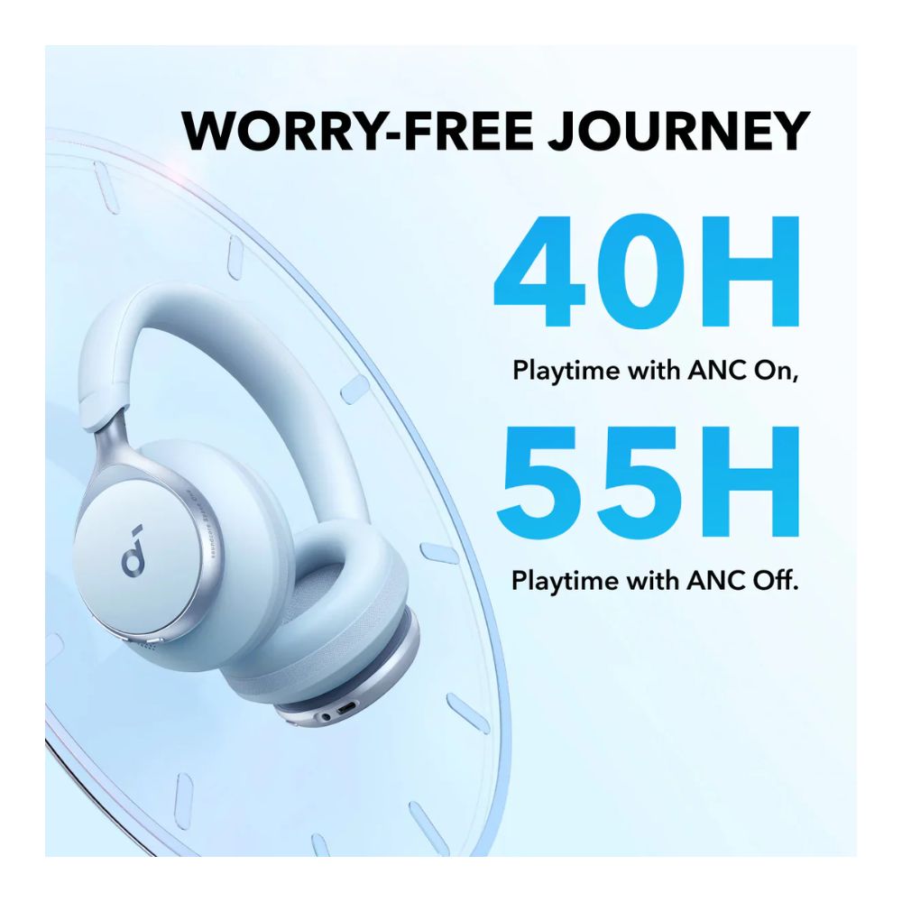 Soundcore Space One | Active Noise Cancelling Headphones – Sky Blue by Anker
