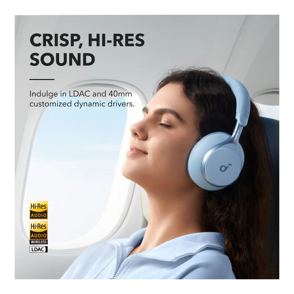 Soundcore Space One | Active Noise Cancelling Headphones – Sky Blue by Anker
