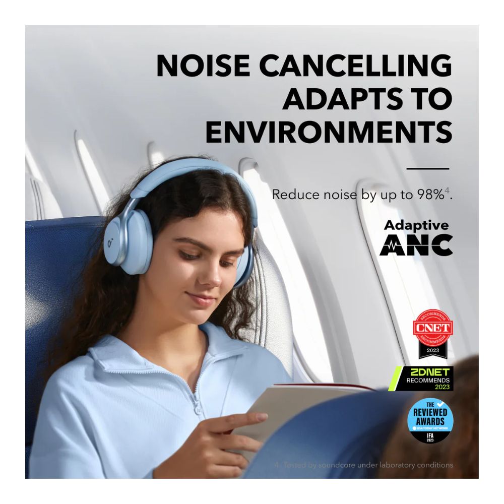 Soundcore Space One | Active Noise Cancelling Headphones – Sky Blue by Anker