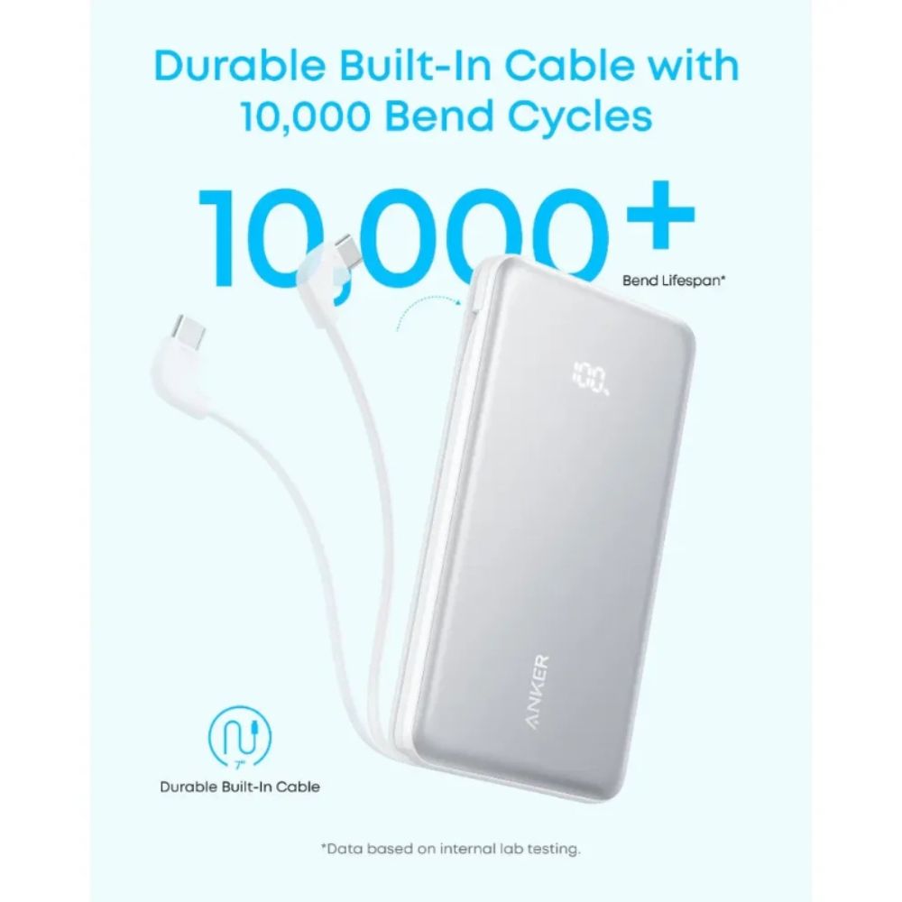 Anker Zolo Power Bank (10K, 22.5W, Built-in USB-C Cable)