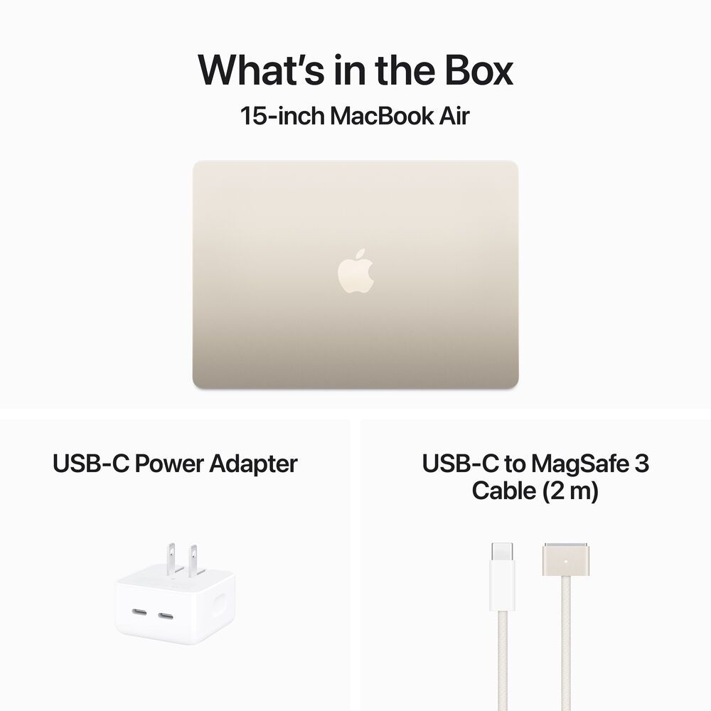 Apple 15″ MacBook Air (M3, Starlight) MRYT3LL/A