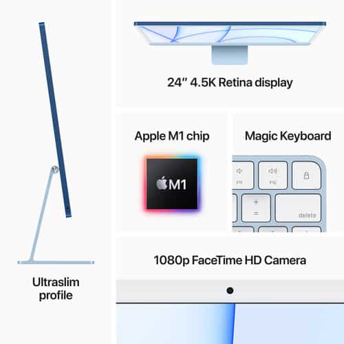 Apple 24″ iMac with M1 Chip (Mid 2021, Blue/Silver/Pink/Green)