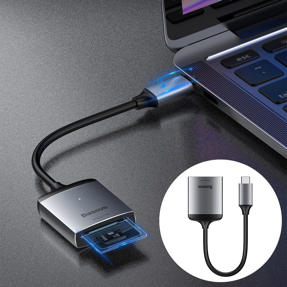 Baseus Enjoy reader adapter HUB USB-C adapter to SD / micro SD / TF card reader (CAHUB-P0G)
