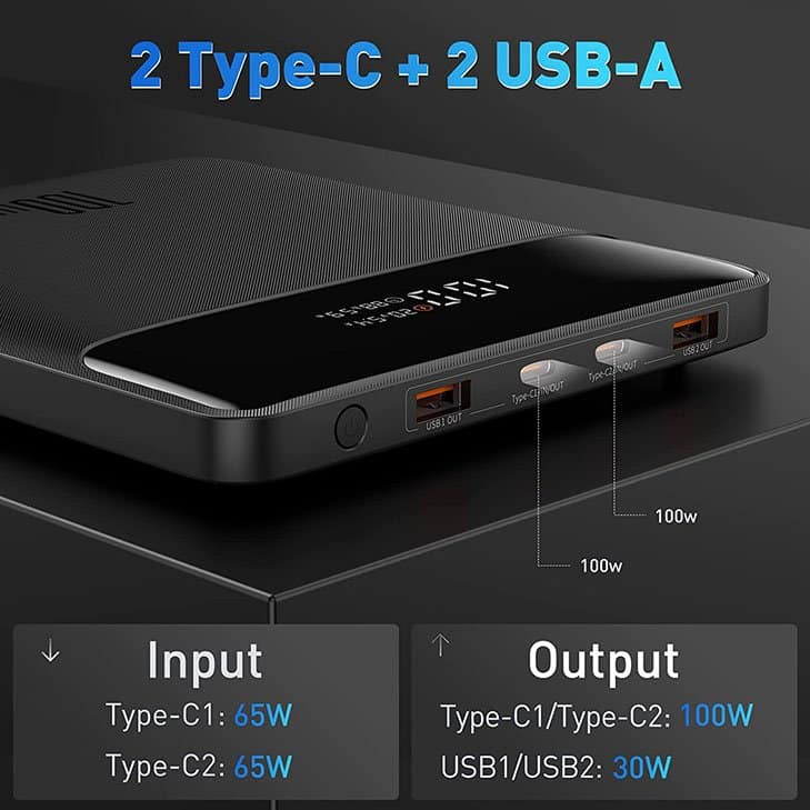 Power Bank, Baseus Blade 100W USB C Portable Laptop Charger