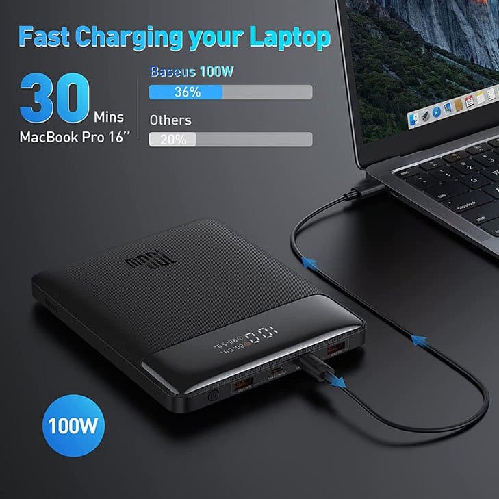 Power Bank, Baseus Blade 100W USB C Portable Laptop Charger