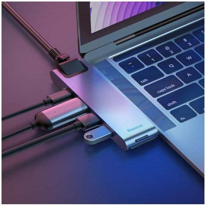 Baseus thunderbolt C + Pro Seven-in-one smart HUB docking station Grey