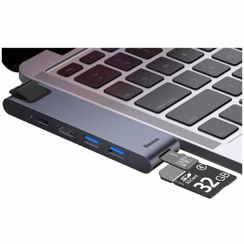 Baseus thunderbolt C + Pro Seven-in-one smart HUB docking station Grey