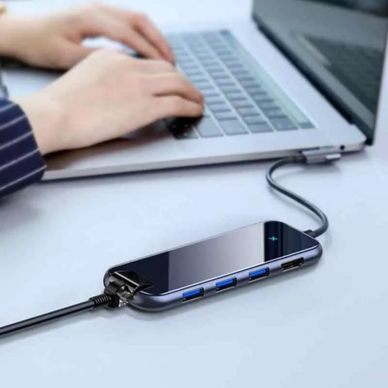 Baseus UCN3275 Type-C USB 3.0 HUB USB3.0 4K/HD RJ45 PD Charging Adapter