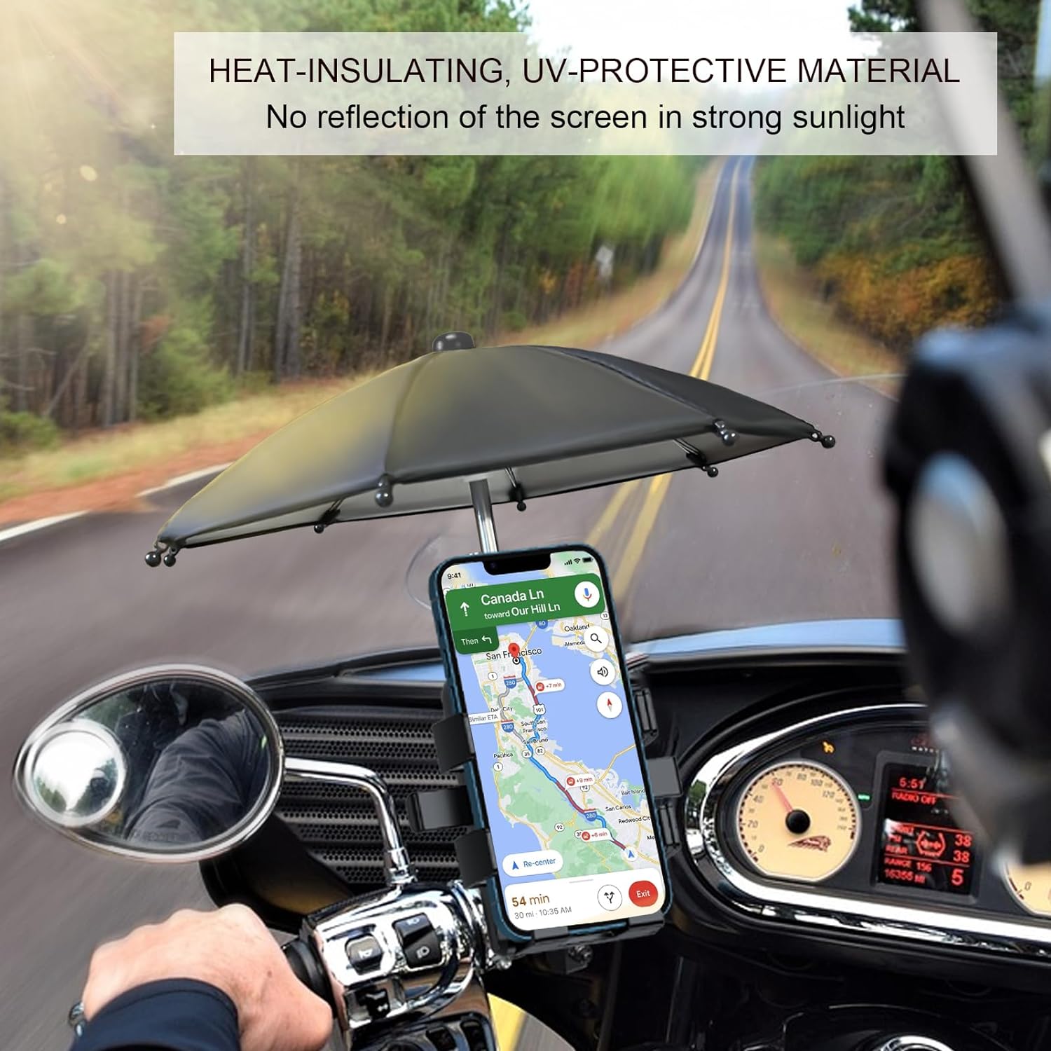 Bike Phone Holder with Mini Sunshade Umbrella ZX-Y66