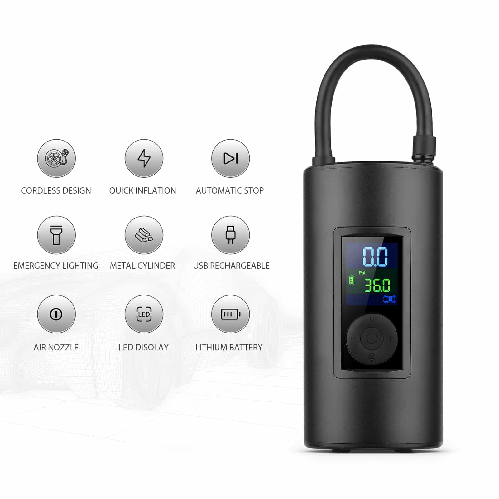 Blulory Portable Rechargeable Air Pump AP01 Best For Your Car