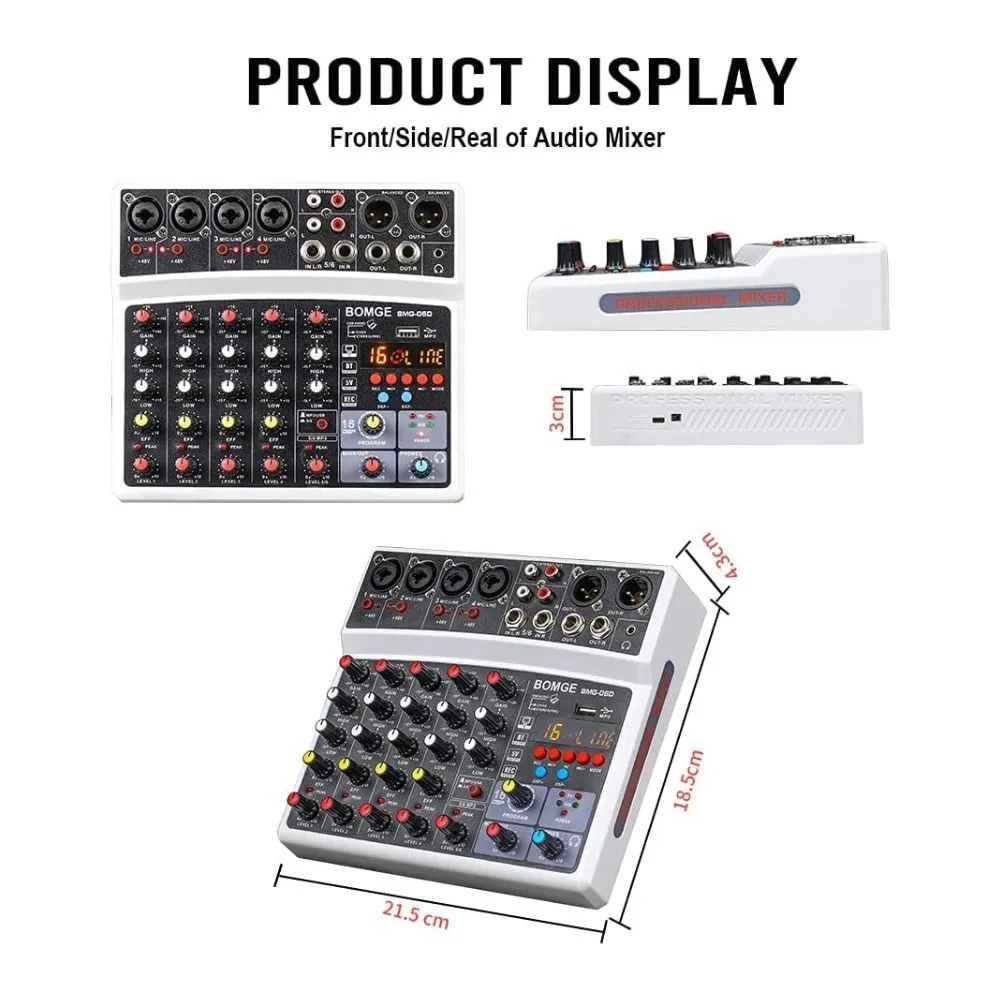 BOMGE 6 Channel Audio Sound Mixer