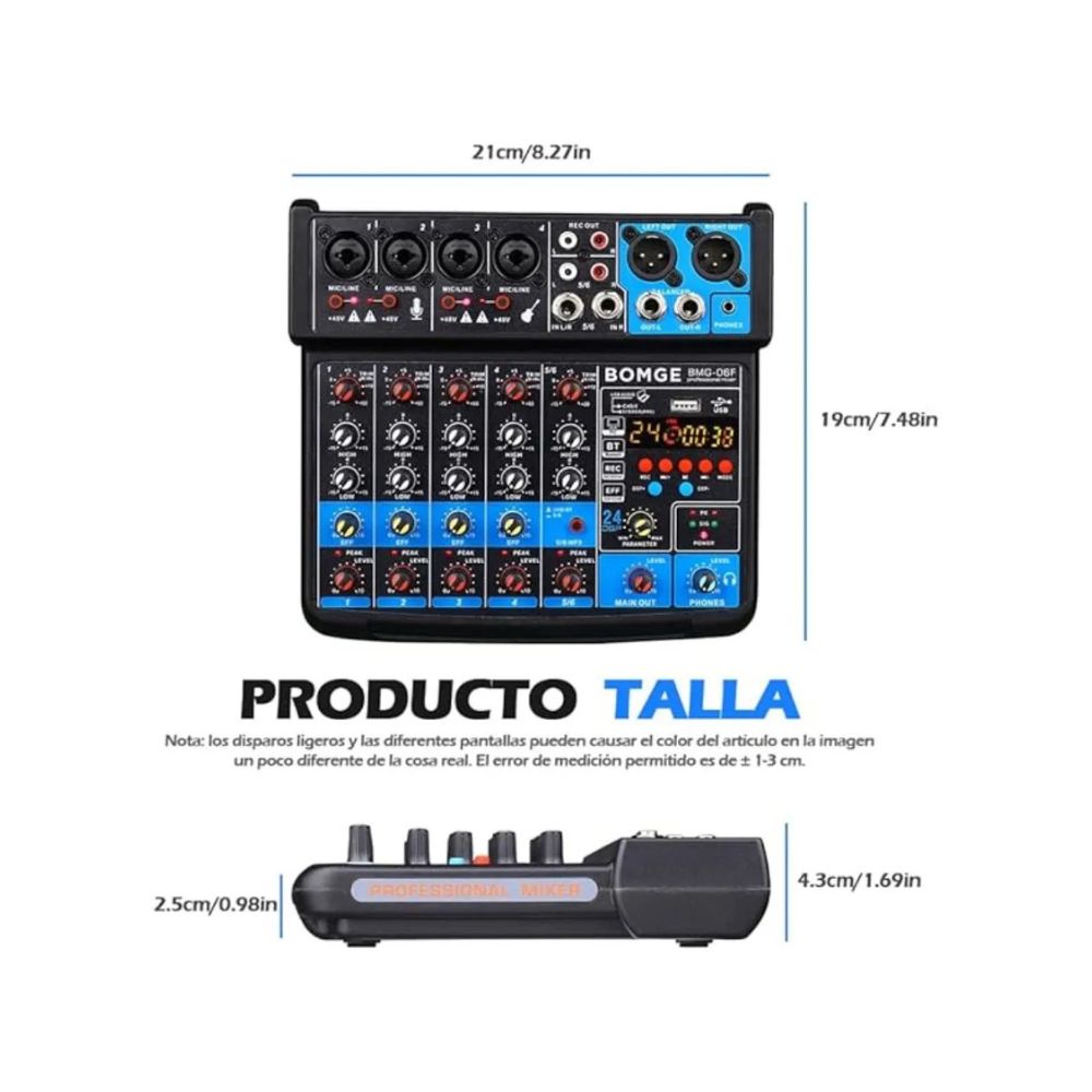BOMGE 6 Channels Audio Sound Mixer