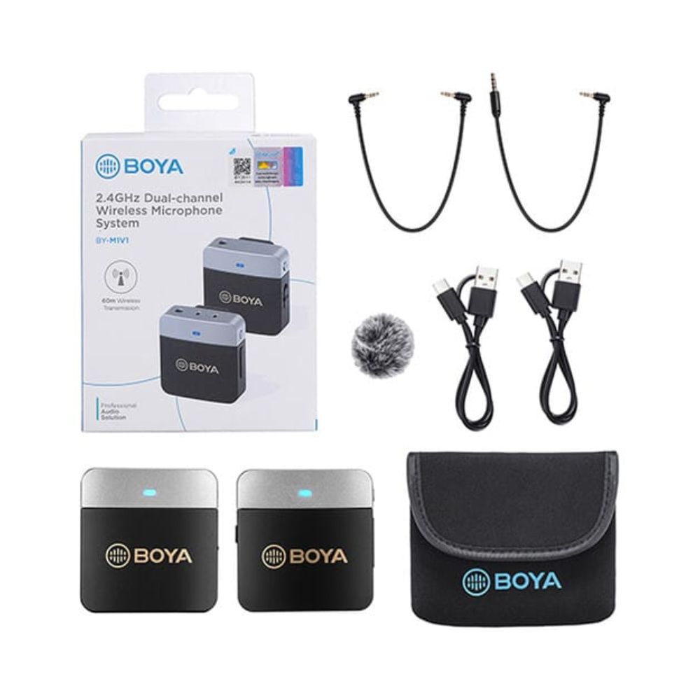 BOYA BY-M1V1 Wireless Microphone System for Cameras and Smartphones (2.4 GHz)