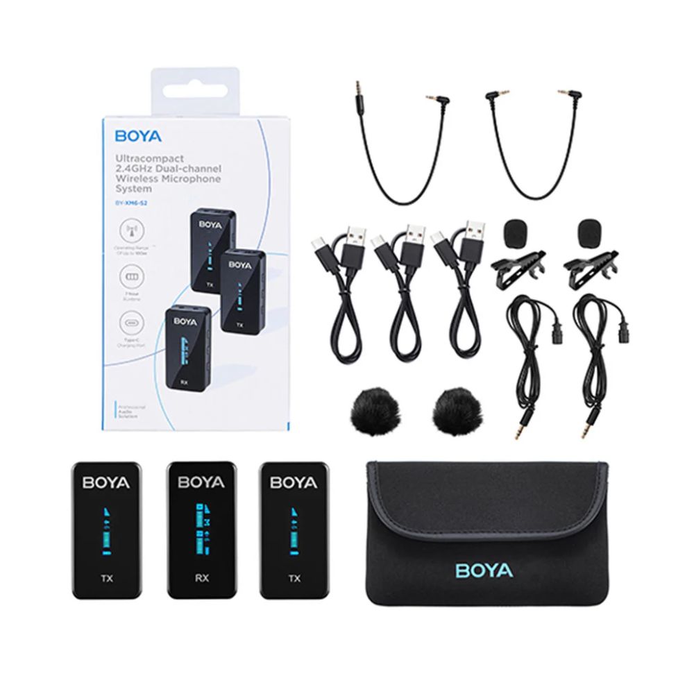 BOYA BY-XM6-S2 Digital Camera-Mount True-Wireless 2-Person Microphone System (2.4 GHz)