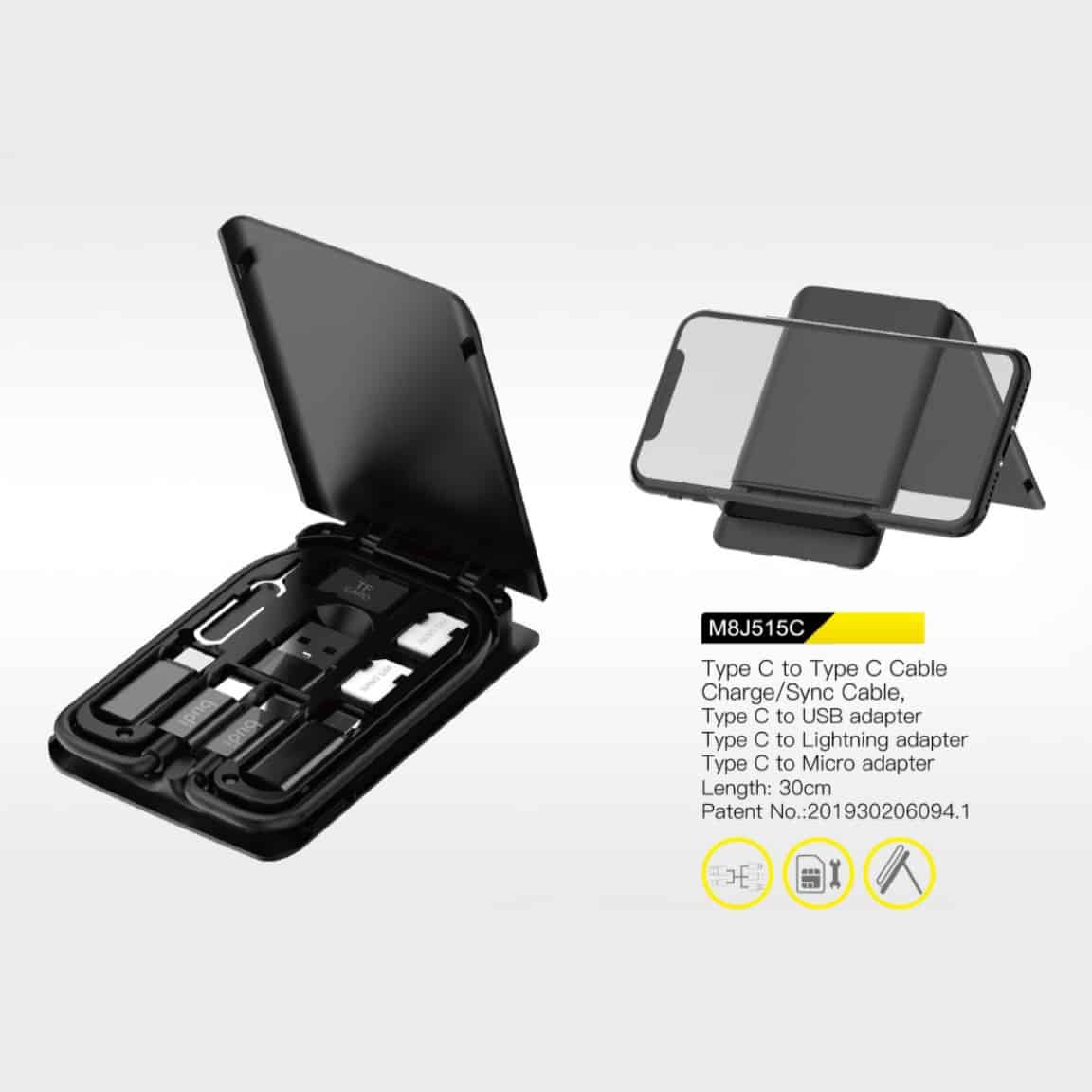 budi 6 in 1 usb cable card/set offer OEM with micro usb connector sim card eject and phone holder for mobile phone