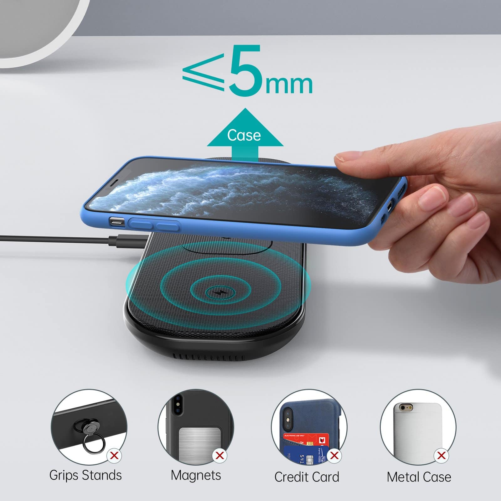 CHOETECH Triple 3 In 1 Qi-Certified Fast Wireless Charger With Adapter For IPhone 12