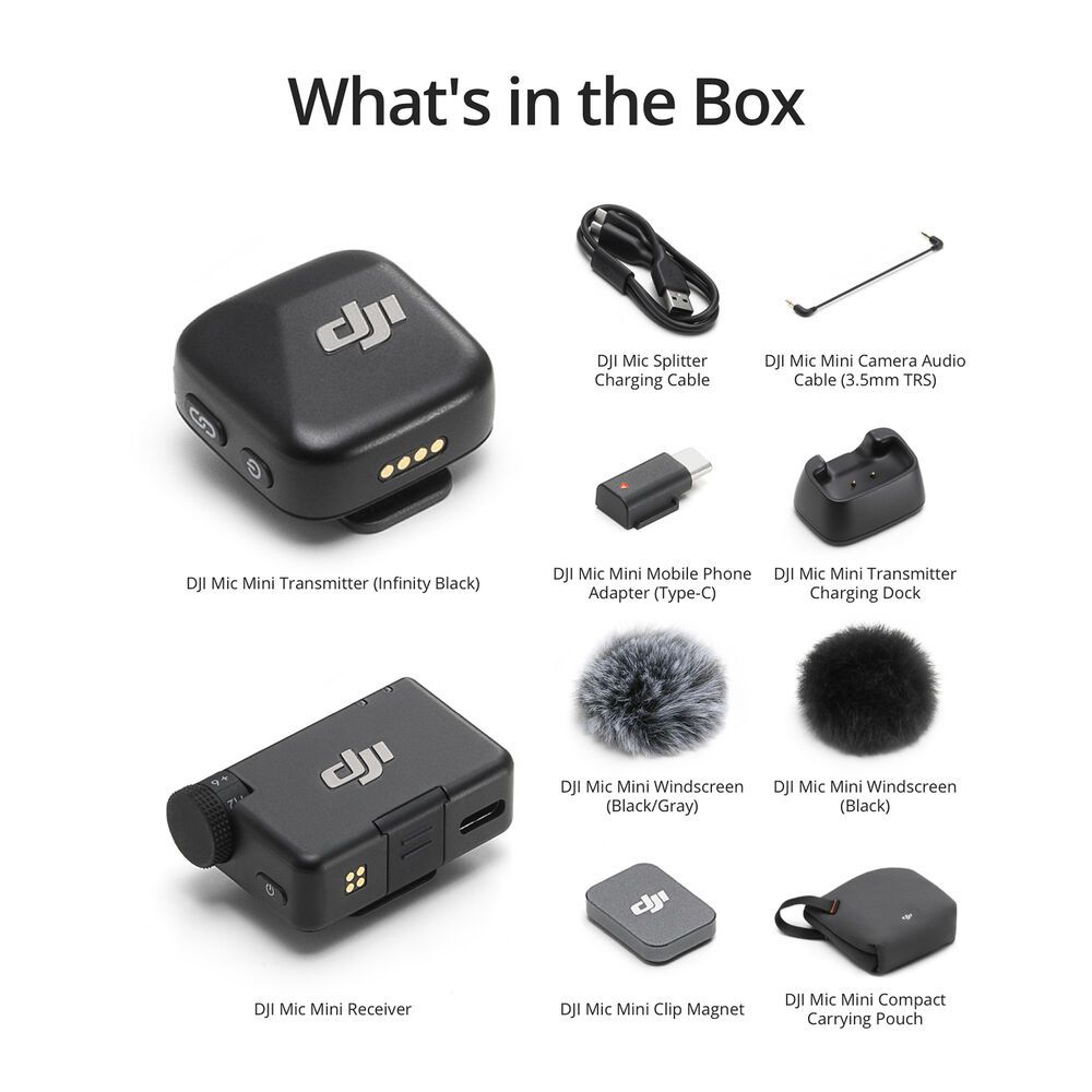 DJI Mic Mini Compact Wireless Microphone System for Camera &amp; Smartphone (2.4 GHz)
