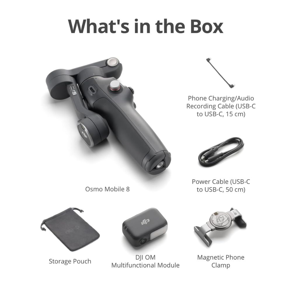 DJI Osmo Mobile 8 Advanced Tracking Combo – AI Native Tracking – Built-in Audio & Lighting – 360° Pan Rotation