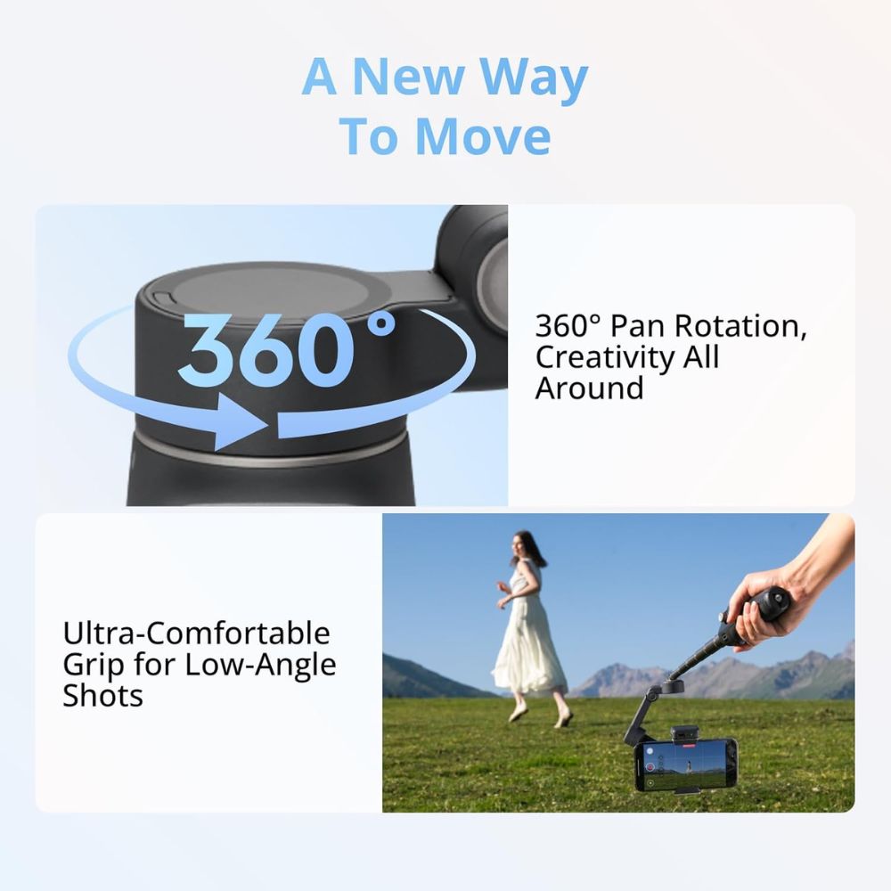 DJI Osmo Mobile 8 Advanced Tracking Combo – AI Native Tracking – Built-in Audio & Lighting – 360° Pan Rotation