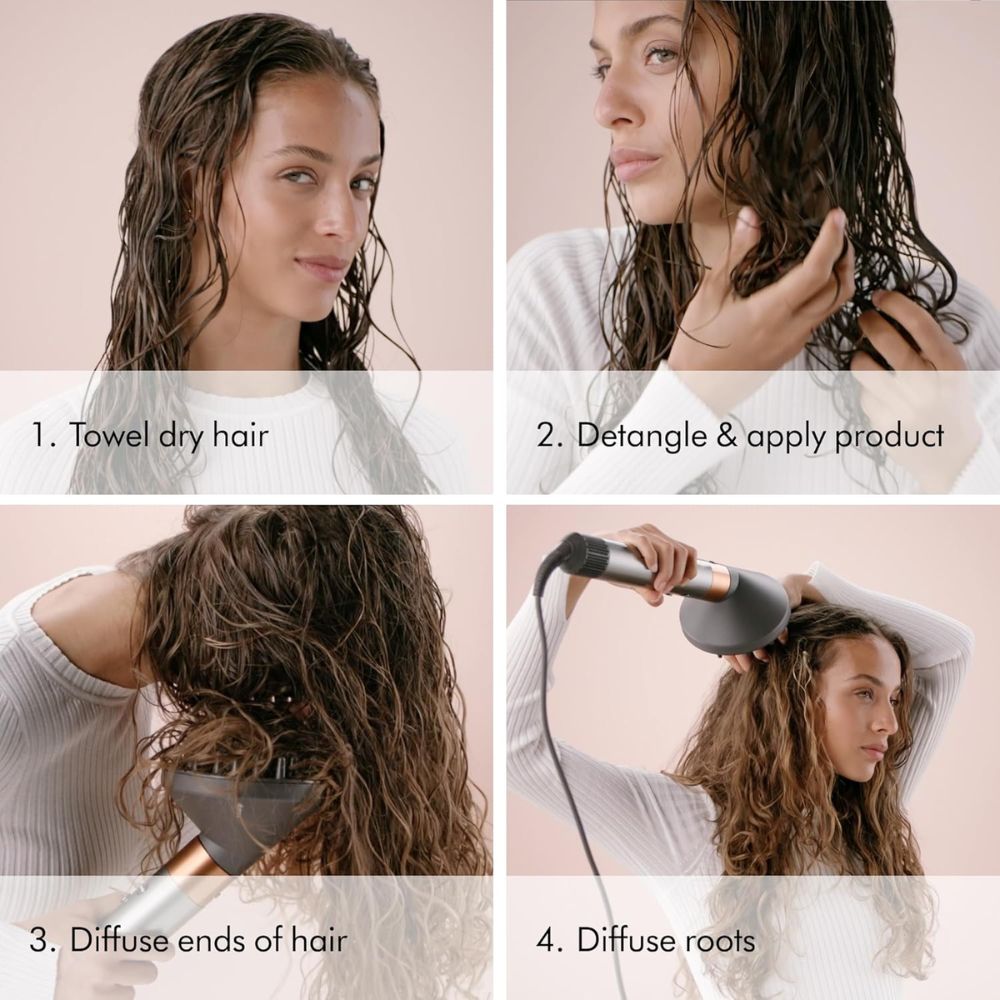 Dyson Airwrap™ multi-styler and dryer Curly+Coily Complete Long Volumise in Strawberry bronze and blush pink HS05