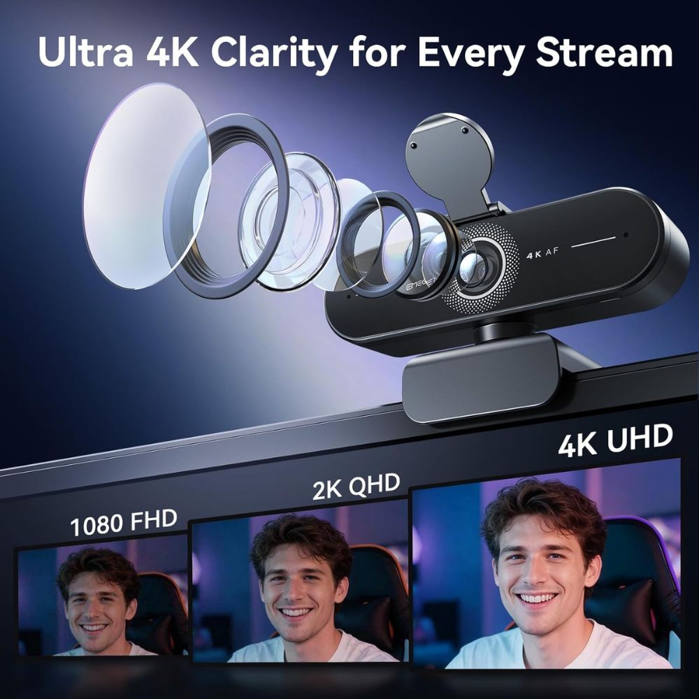 EMEET C60E 4K Webcam for Streaming & Gaming