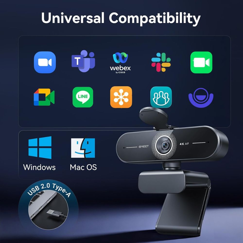 EMEET C60E 4K Webcam for Streaming & Gaming