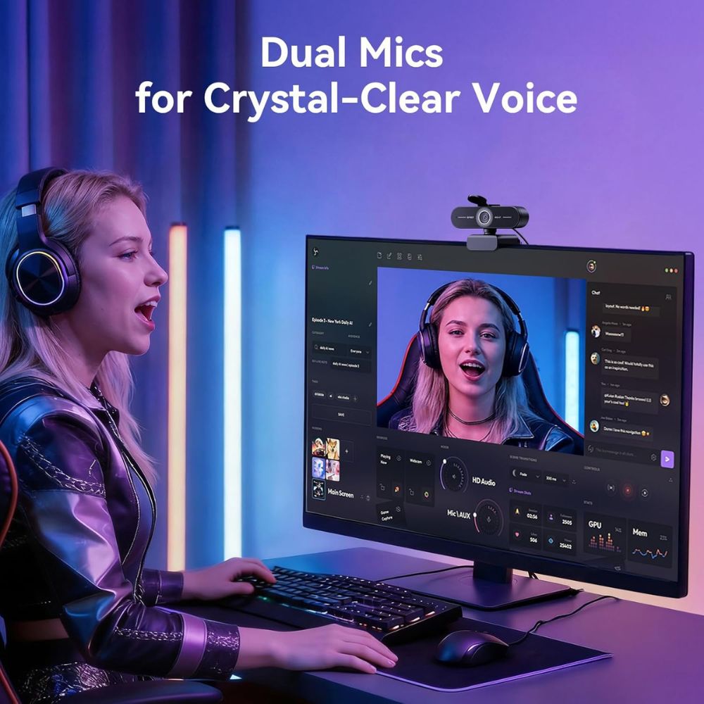 EMEET C60E 4K Webcam for Streaming & Gaming