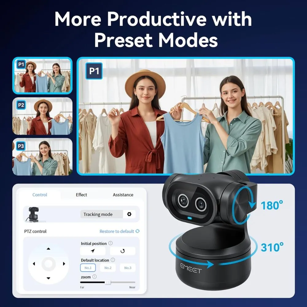 EMEET PIXY Dual-Camera AI-Powered PTZ 4K Webcam