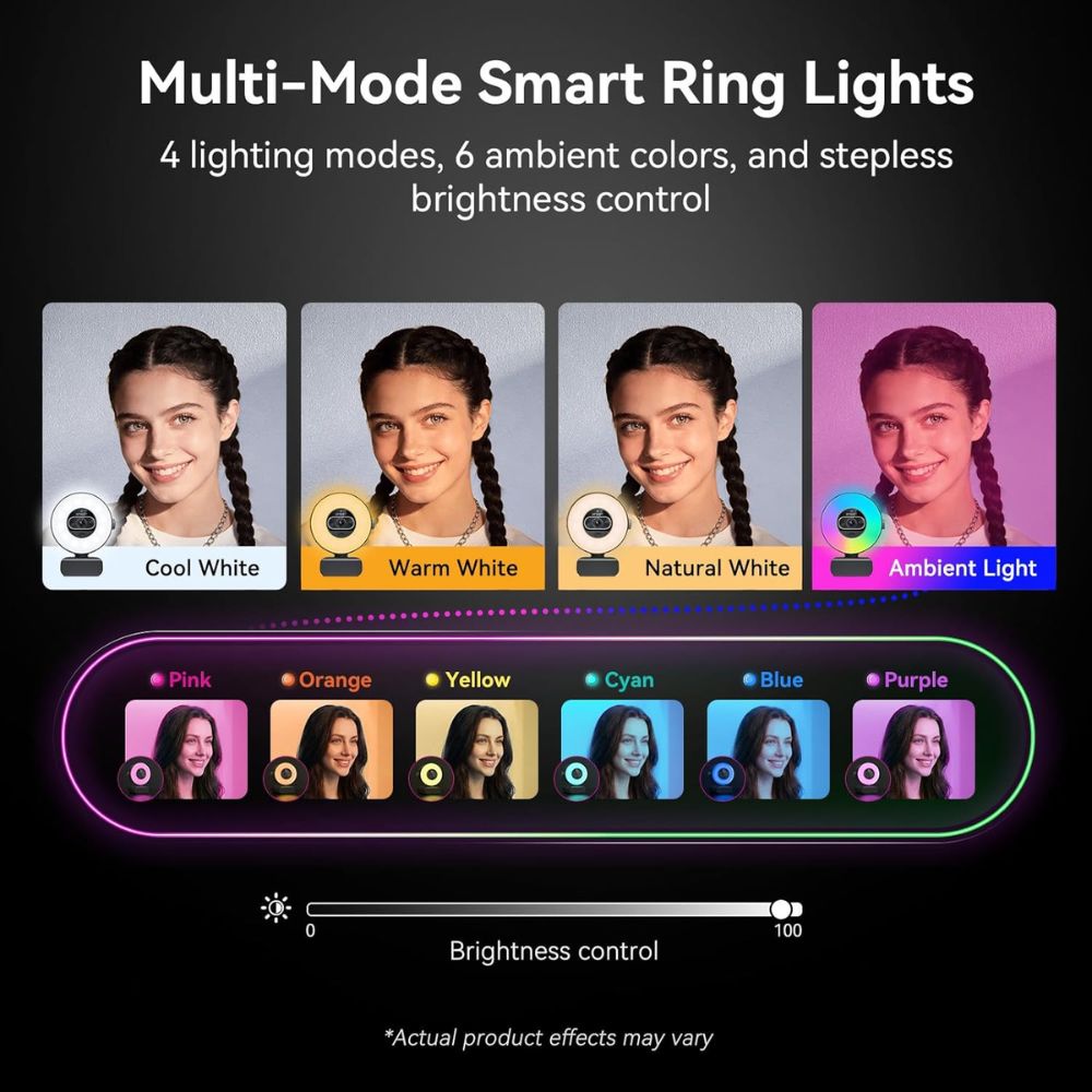 EMEET S600L 4K Webcam for Streaming with Ring Light