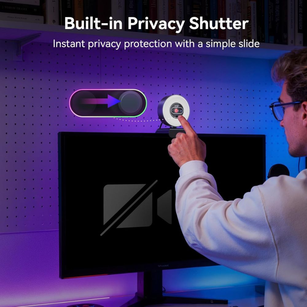 EMEET S600L 4K Webcam for Streaming with Ring Light