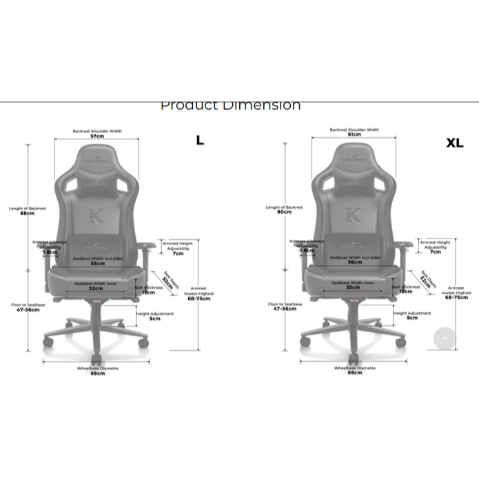 Ergopixel Knight Premium Gaming Chair, Large, Black DK870-A