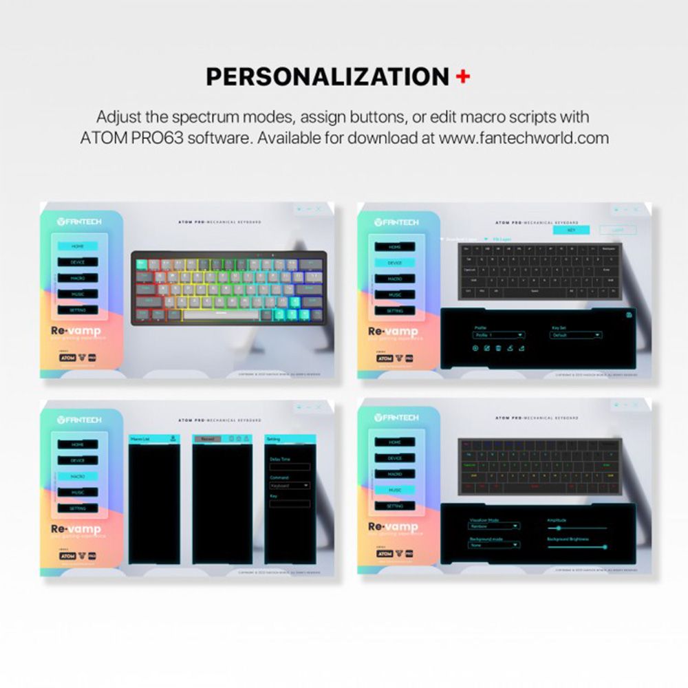Fantech Mk912 Atom Pro63 Rgb Keyboard Wireless Gaming Mechanical