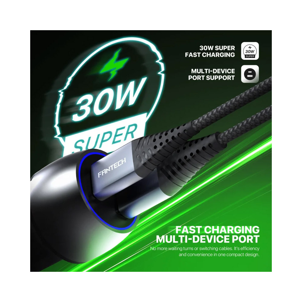 FANTECH POWERMOVE PME302 Dual Port Car Charger – Total 45W Power