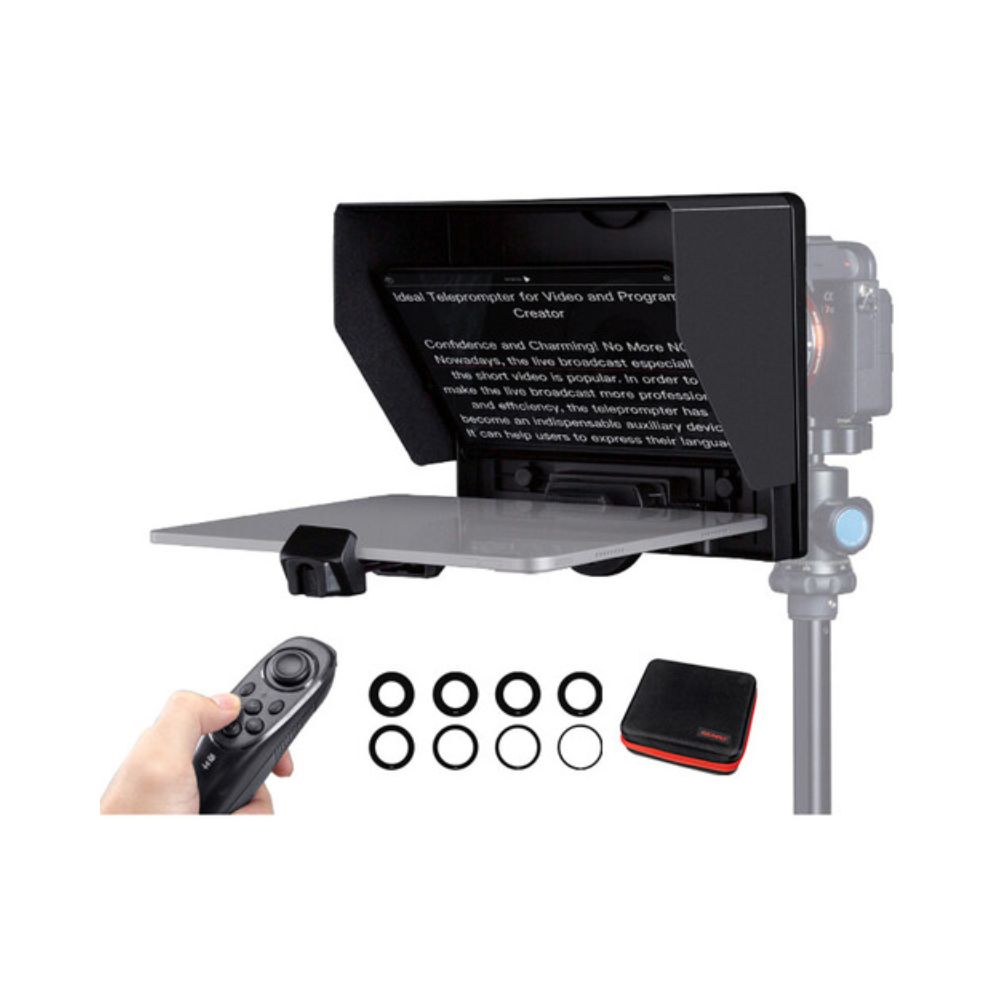 FeelWorld TP10 Portable Folding Ultimate Teleprompter for Smartphone/Tablet/DSLR (10″)